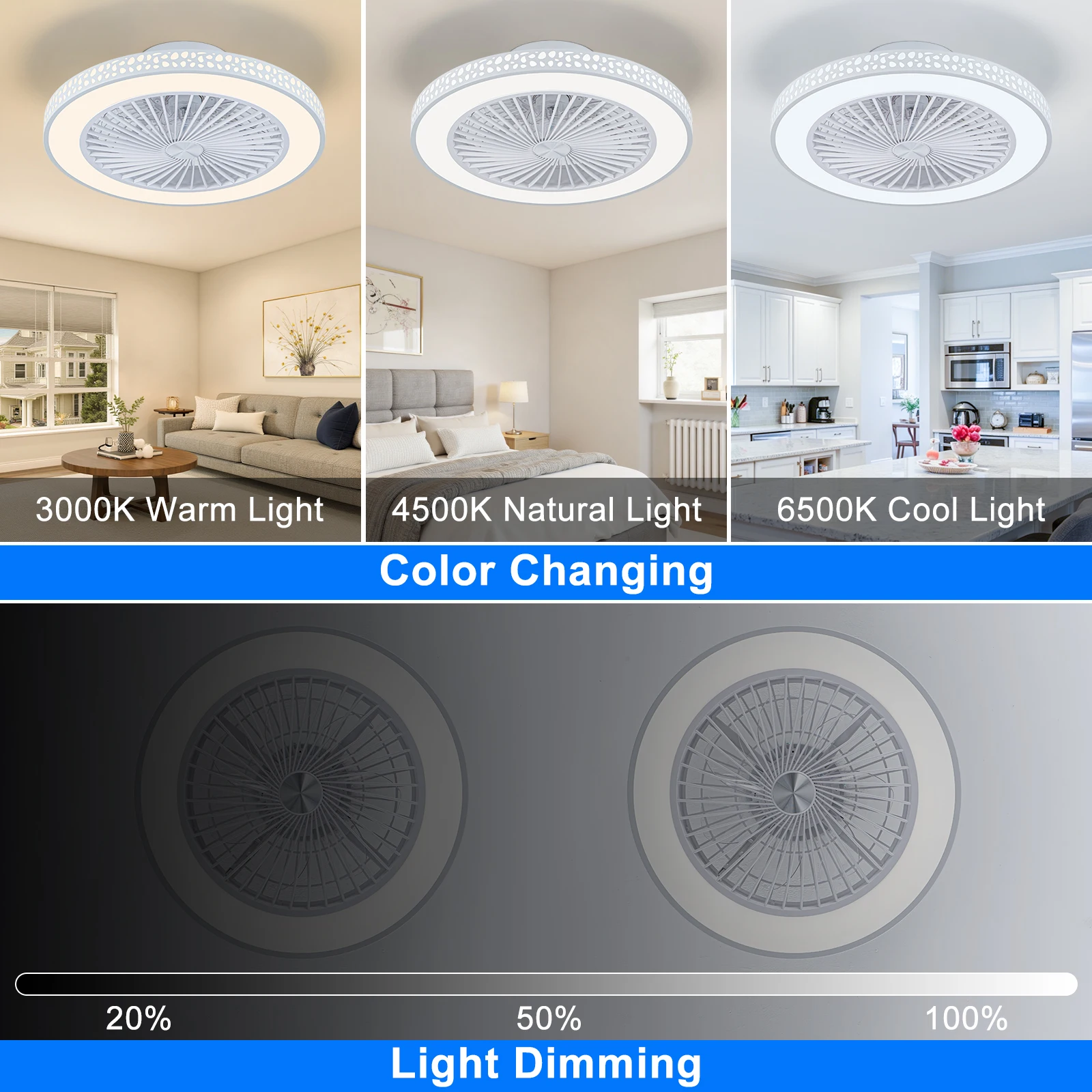 Modern Ceiling Fans with Lights and Remote, 19
