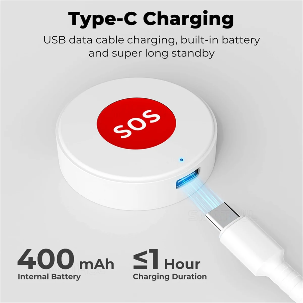 AT42 Mini Tuya WIFI Elderly SOS Button Waterproof Emergency Panic Sensor Alert Push to Mobile Home Automation Security System