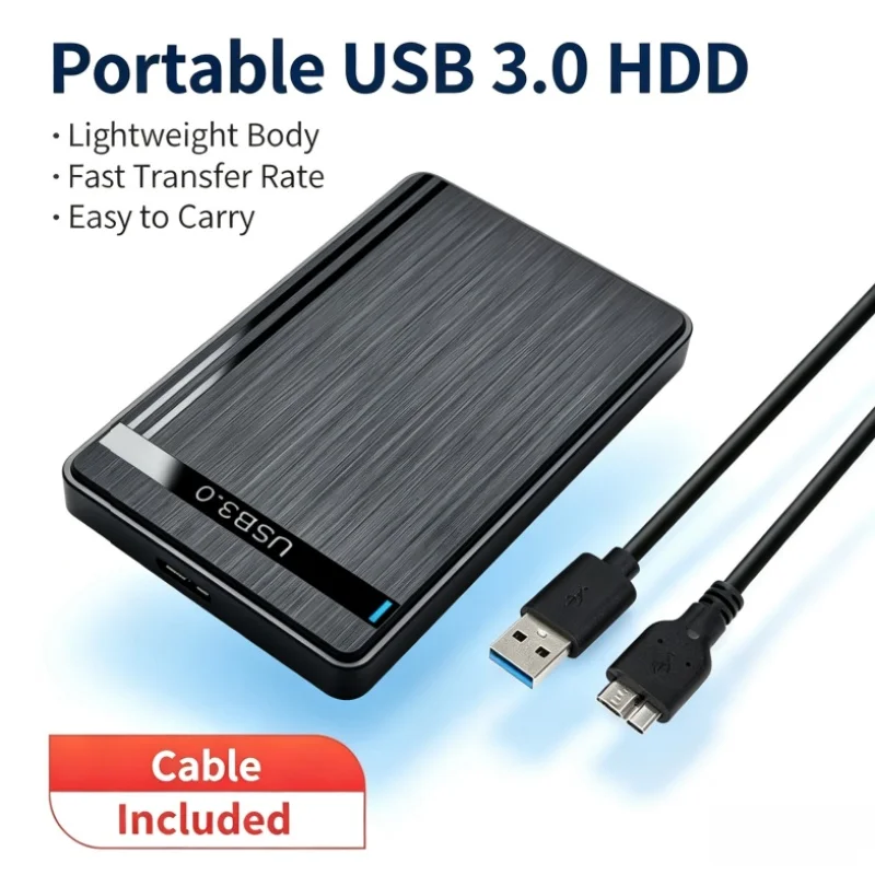 2.5 Inch Mobile Hard Drive Enclosure Matte Finish USB3.0 Notebook Mechanical SATA Solid State SSD Compatible Data Storage Device