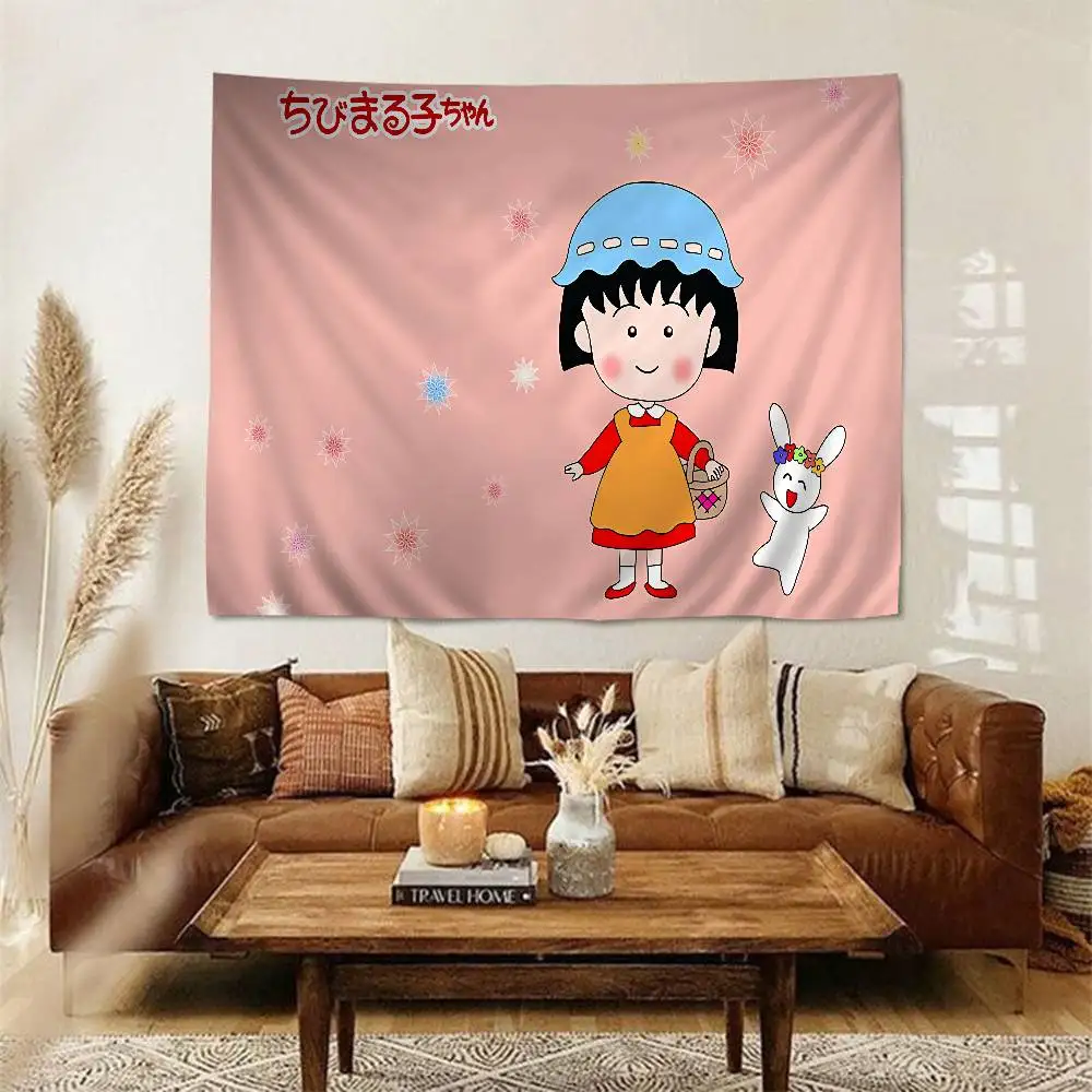 Catoon Chibi Maruko Chan Hanging Bohemian Tapestry Bohemian Wall Tapestries Mandala Kawaii Room Decor