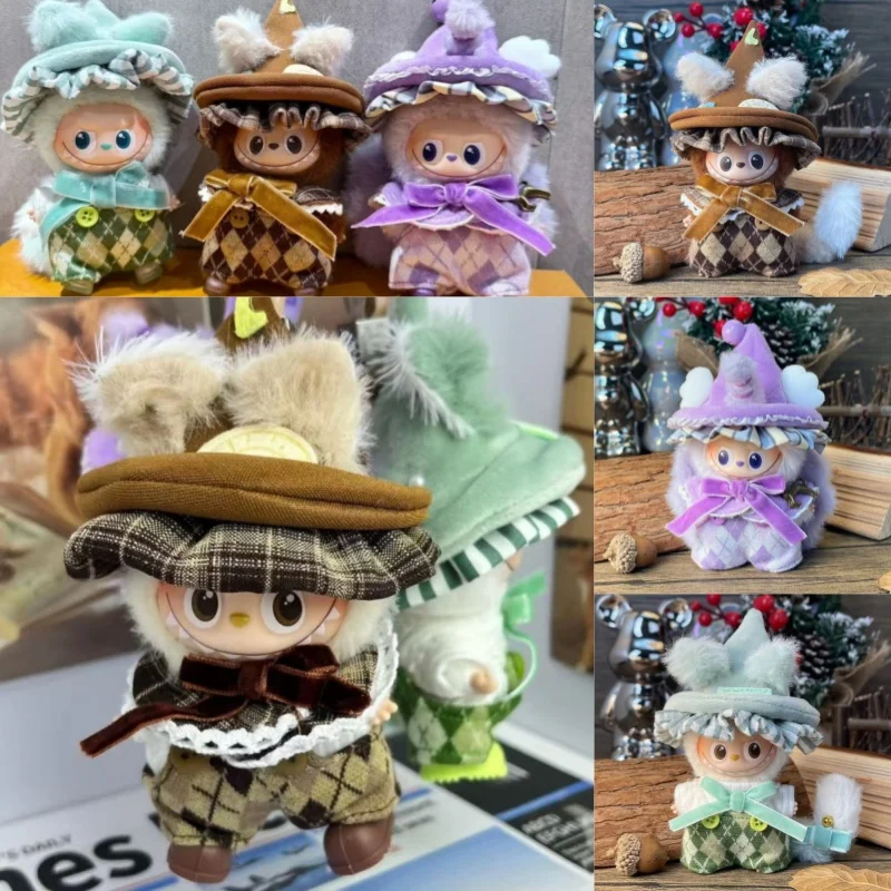 Para V4 Labubu, ropa de aventura de elfo de varias series, pantalones con pechera, monos con colgante temático de animales, accesorios de disfraz