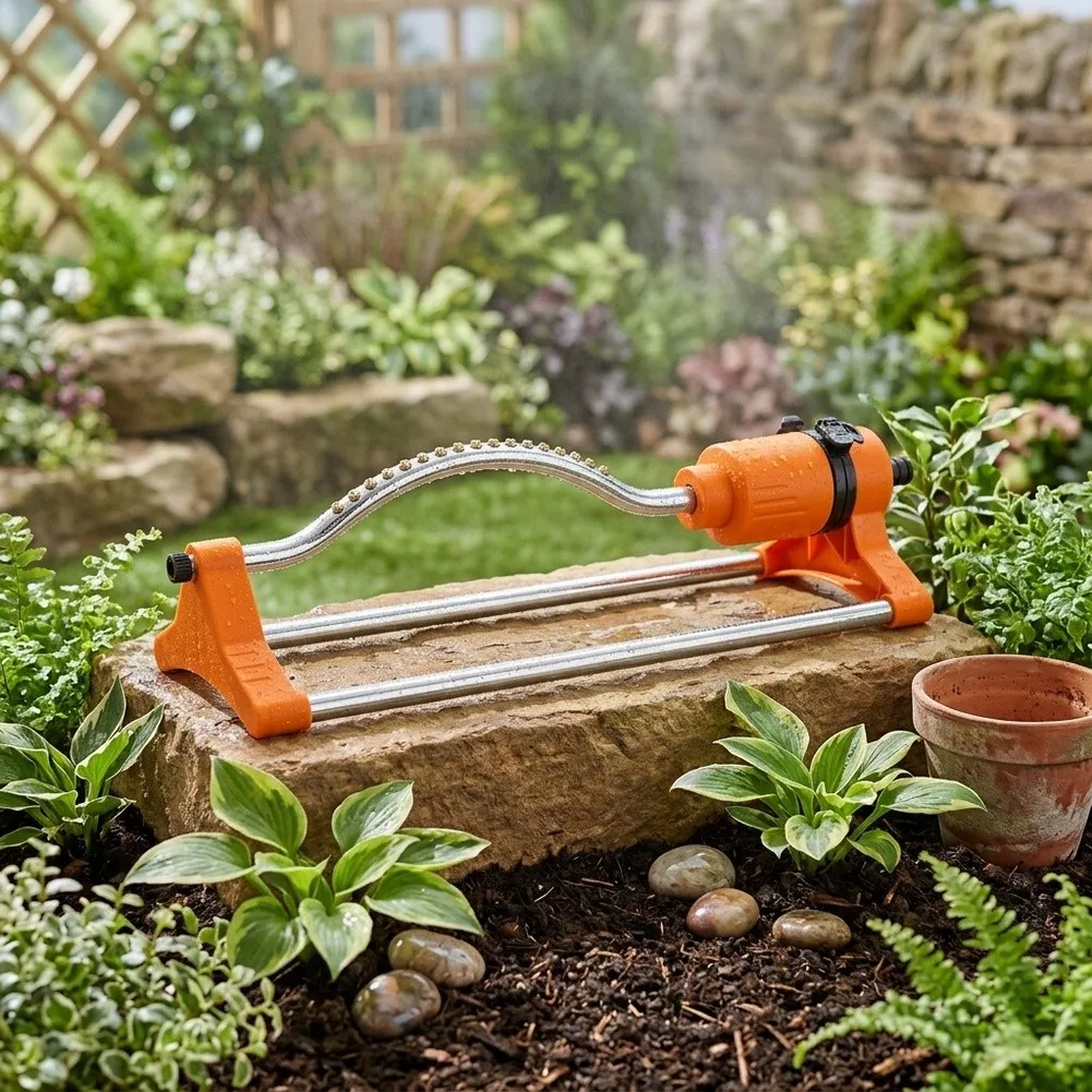 Swinging Oscillating Sprinkler for Efficient Lawn Watering 17 Nozzle Design Even Water Distribution Aluminum Material