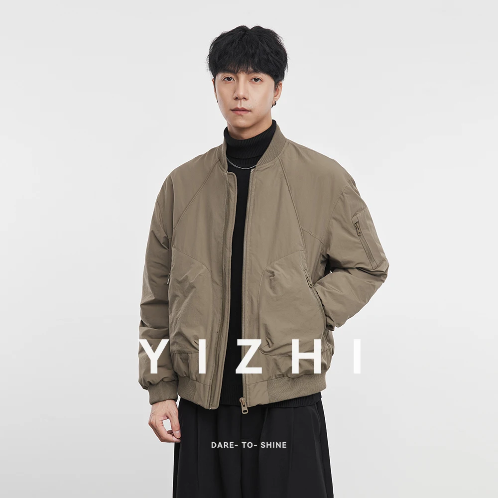 

Модная мужская повседневная куртка-бомбер на молнии, новинка зимы 2025 года, легкая верхняя одежда с несколькими карманами, теплое пальто с длинными рукавами, топ