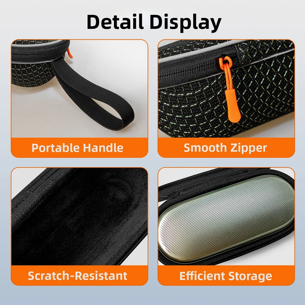 Shockproof Hard Shell EVA Storage Bag For Harman For Kardon Luna 2 Portable Protective Case 23x10x8CM Black Transparent Design