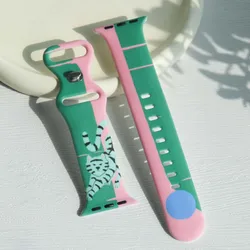 Cool Magic Tiger Watch Band Sport Compatible with Apple Watch Bands Design Prints Festival Soft Silicone Laser Strap for iWatch