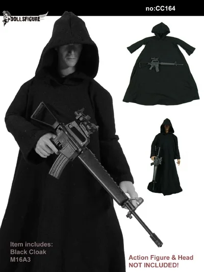 

DOLLSFIGURE 1/6 CC164 Black Cape Cloak Mlale Solider Clothes Accessories Model fit 12 inch Body Doll