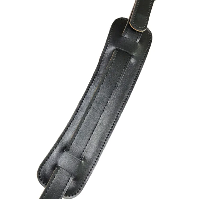 

【Must-Haves】4X Durable Leather And Metal Buckle Electric Guitar Strap Belt Shoulder Pad Adjustable Vintage Guitar Straps-Black C