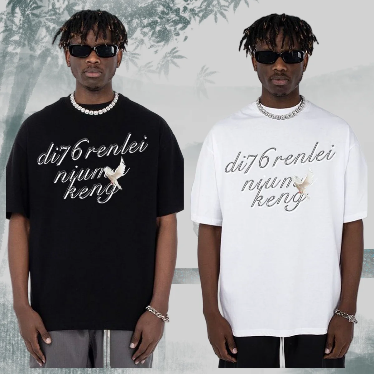 تي شيرت Nouveau À Manches Courtes الهيب هوب أمريكاين Imprimé Coton D'mente Pour Hommes Et Femmes Polyvalent Et Ample