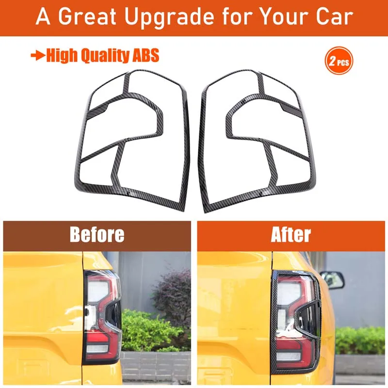 

For Ford Ranger T9 2023+ Tail Lights Cover Trim Rear Head Lamp Strip Headlamp Tail Lights Frame ABS Carbon Fiber Car Accessories