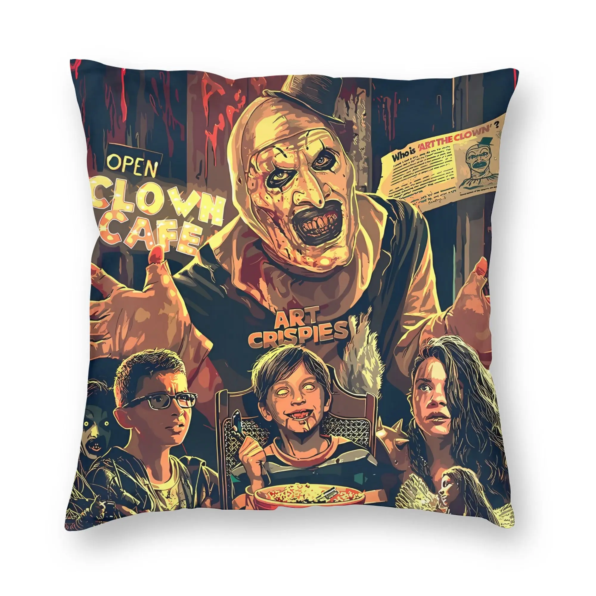 Terrifier Movie Pillow Case  Print Pillow Cover For Sofa Couch Bed Living Room Funny Pillowcases