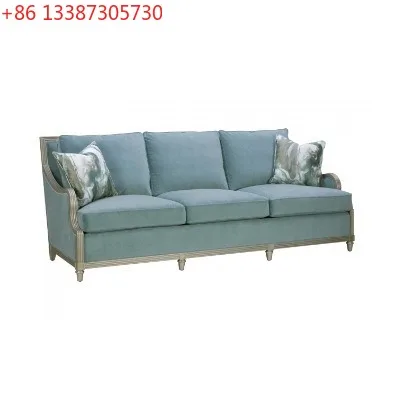 

American living room three-person fabric sofa fabric all solid wood sofa Nordic