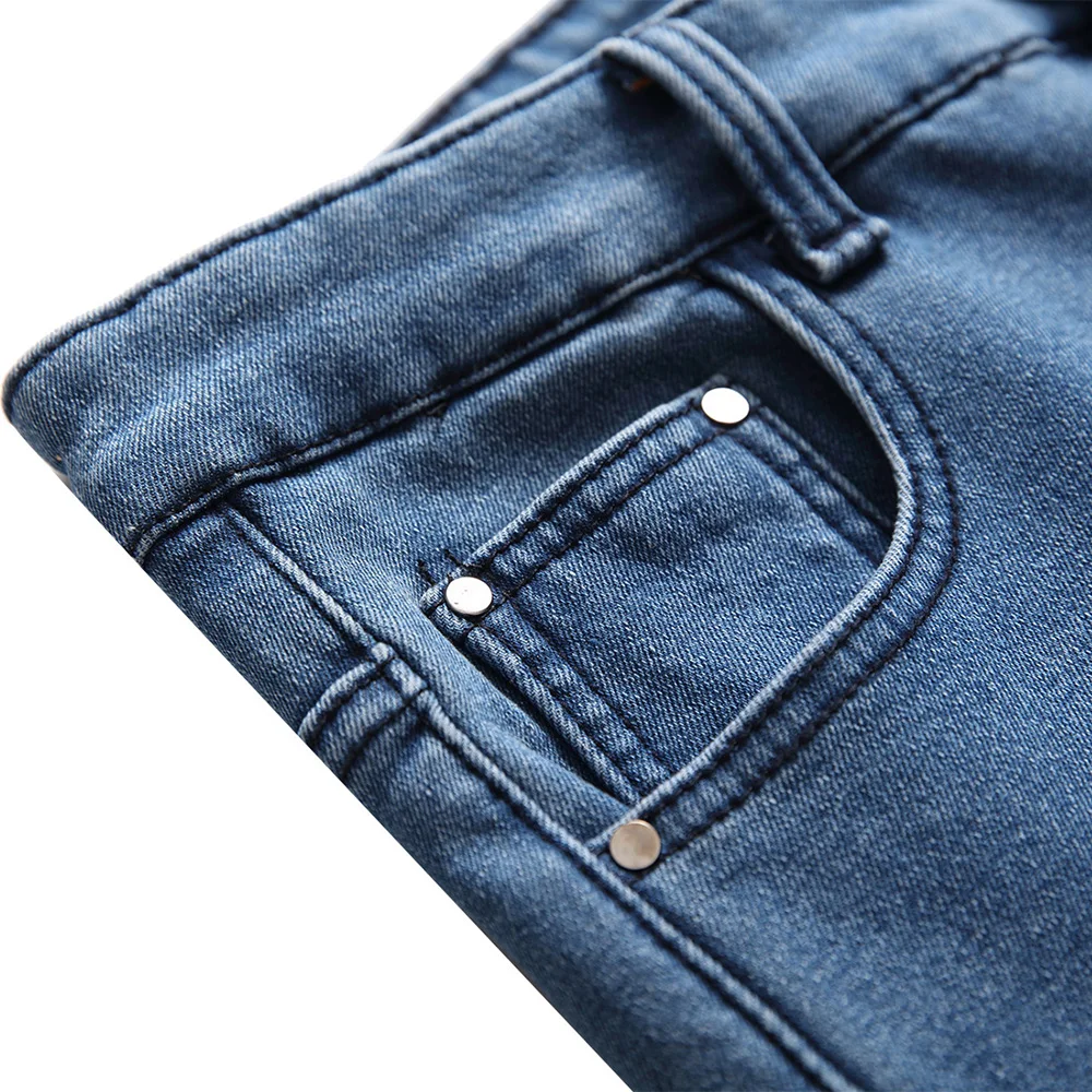 2023 New Winter Fleece Warm Jeans Men Solid Color Stretch Casual Straight Denim Pants Classic Thick Warm Jeans for Men