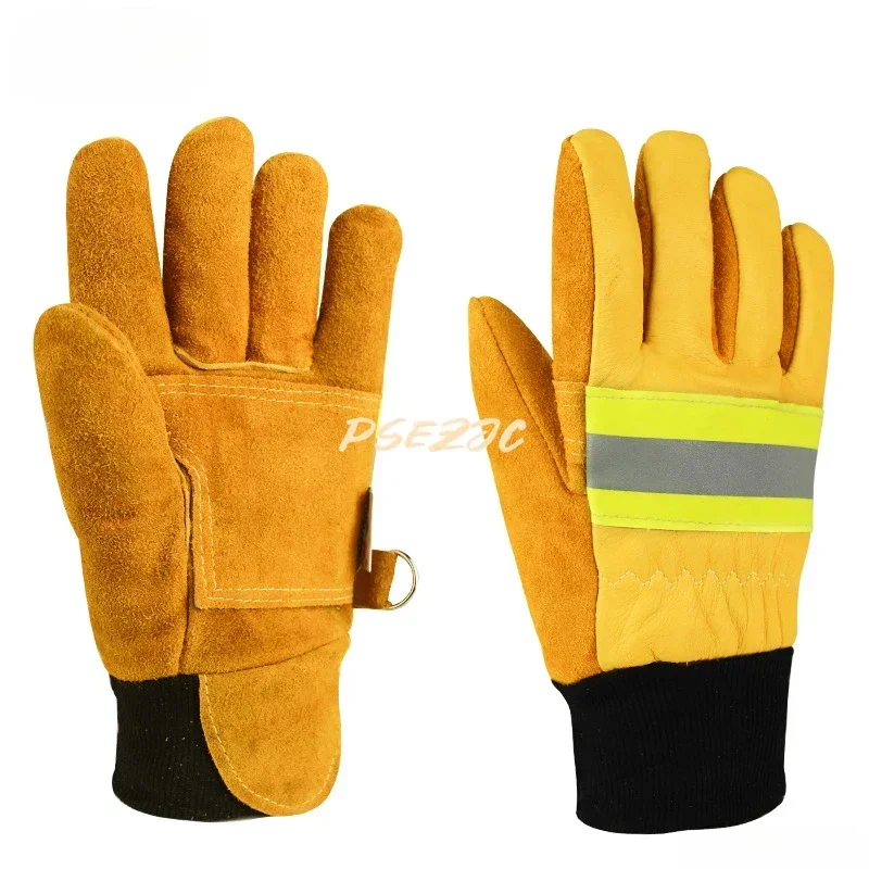 Fire Protection Thickened Wear-resistant Cowhide Fire Retardant Insulation Emergency Rescue Firefighter Protective Gloves