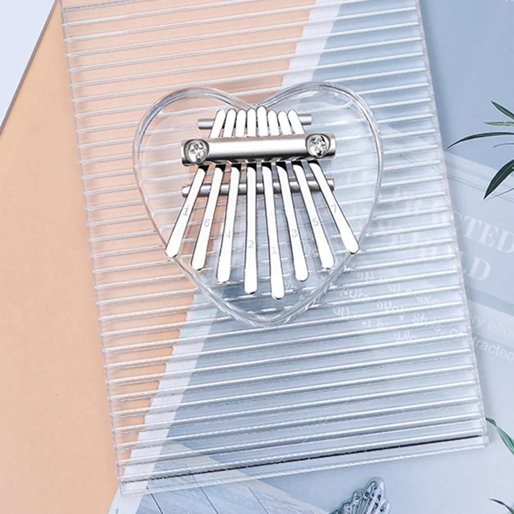 

Heart Shaped Thumb Piano Clear Acrylic 21 Keys Mini Kalimba Portable Camping Instrument Musical Outdoor Lanyard Red Cord