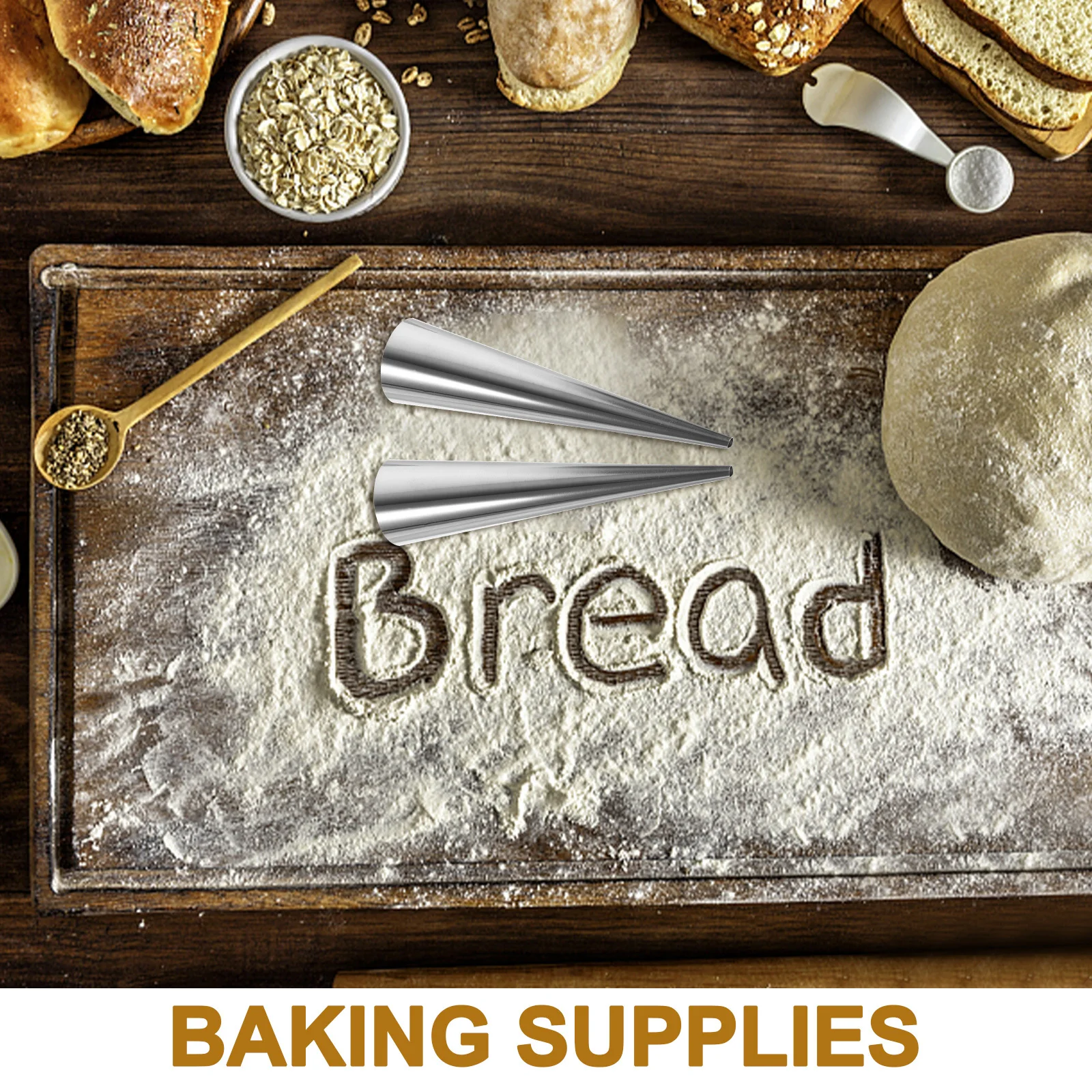 

10pcs Stainless Steel Cream Horn Mold Croissant Baking Tool Reusable Cone Shaped Pastry Tube For Desserts Baking Supplies Roll