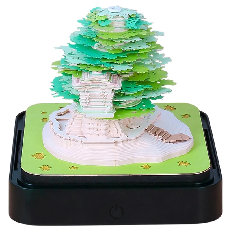 blocco-note-del-calendario-artistico-3d-2024-calendario-dell'orologio-creativo-sakura-tree-rip-away-scultura-su-carta-nota-adesiva-fai-da-te-verde-facile-da-usare