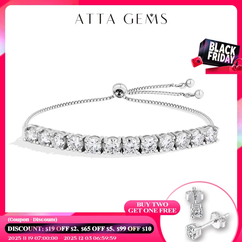 

ATTAGEMS 5.0mm DVVS1 Tennis Moissanite Bracelet for Women Men 925 Sterling Silver 18K Gold Plate Charm Chain Unisex Fine Jewelry