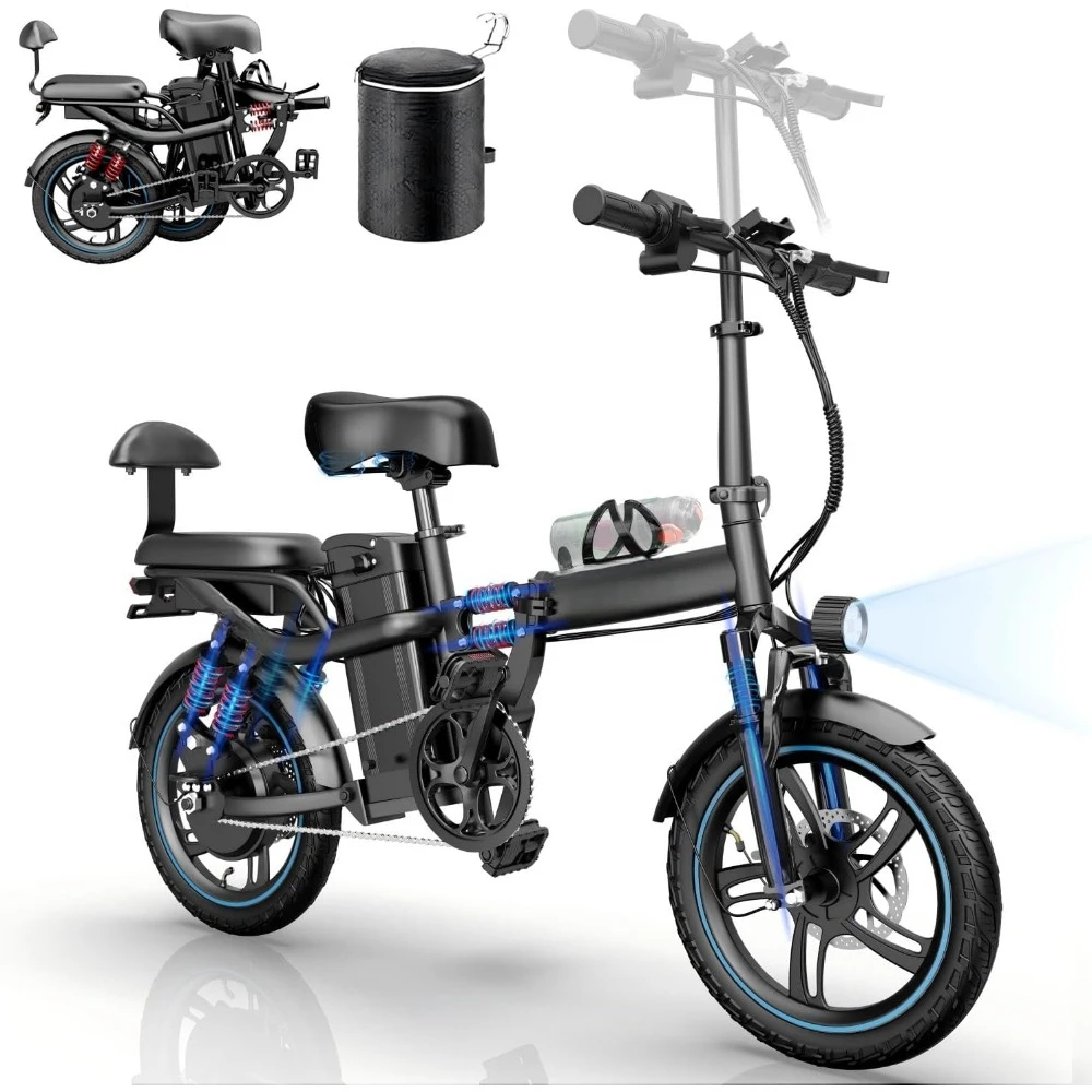 

Electric Bike, 750W/1000W Peak Motor with Max 45/60Miles PAS Range，16" Folding Electric Bicycles with Removable Battery