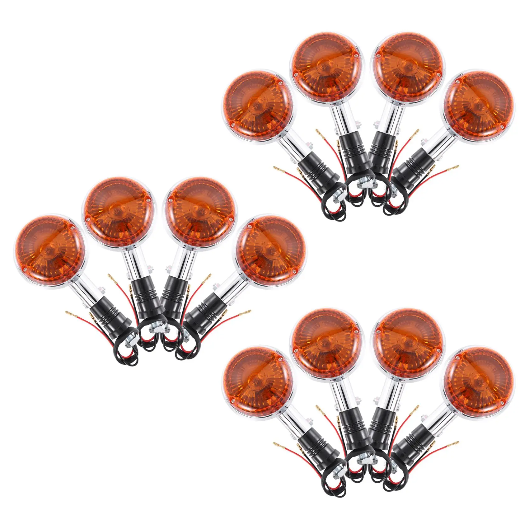 3X Turn Signal Indicator Blinker Amber Light For XV535 XV920 Virago XVS650 V-Star XVS400 Xvs1100-Silver+Yellow