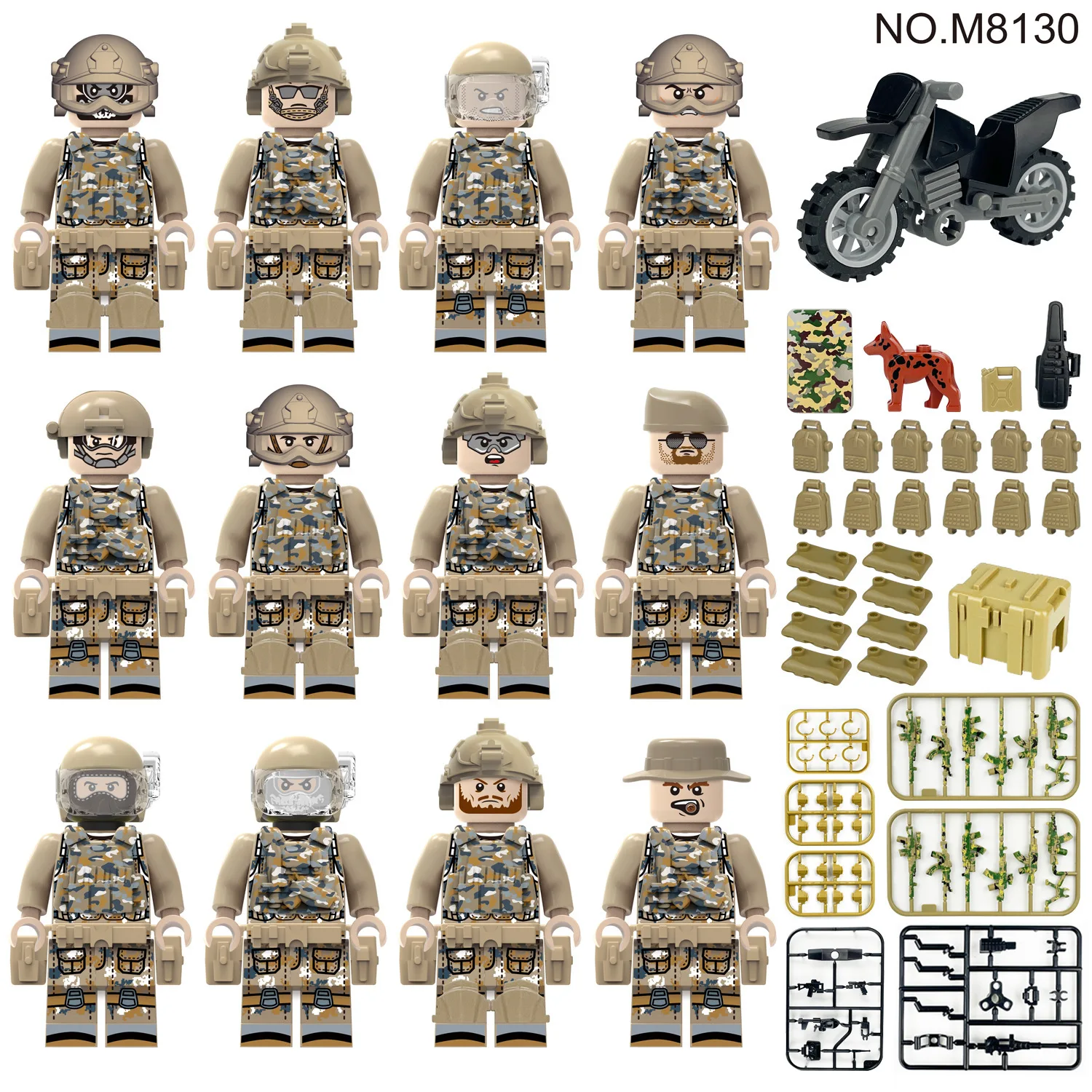 12pcs Building blocks, figures, special police anti-terrorism cheetah commandos, humanoid dolls, children's toys, birthday gift image 3