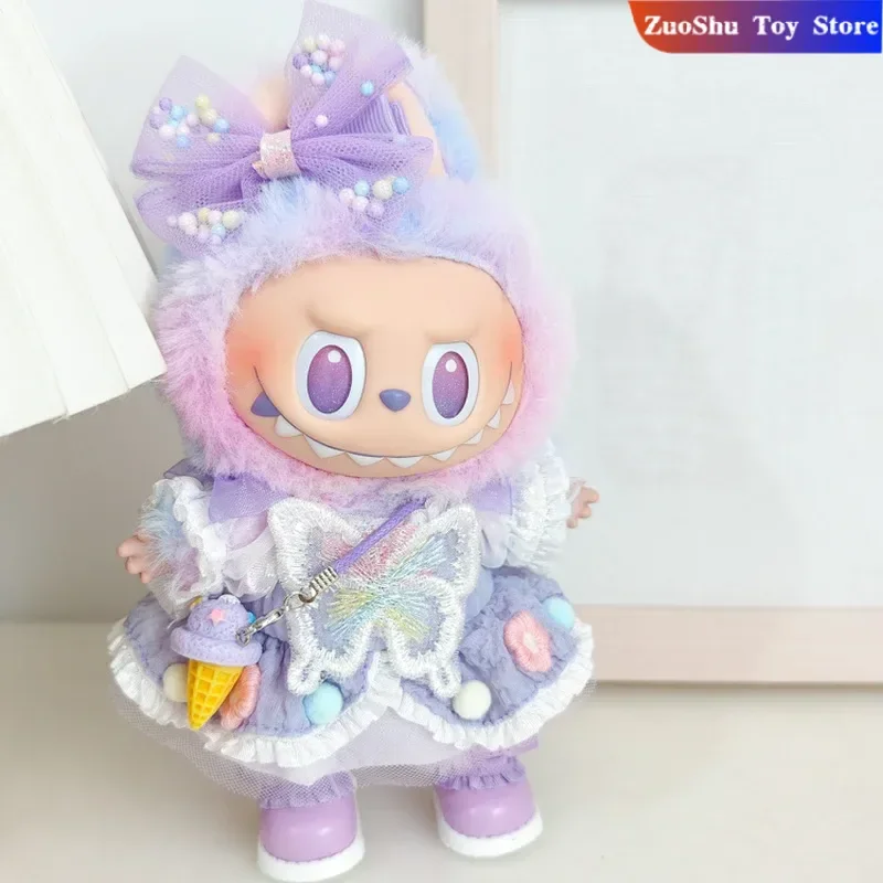 

Only Clothes Labubu V3.0 Front High-Energy Vinyl Plush Blind Box Pendant Lucky Purple Butterfly Fairy Baby Clothes Skirt