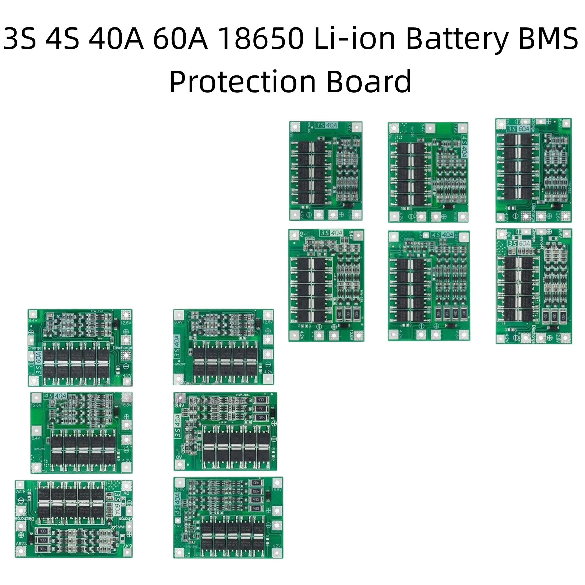3S 4S 40A 60A 18650 Li-ion Battery BMS Protection Board, Enhanced & Balance Version, for 12V Power Drill Battery Pack DIY