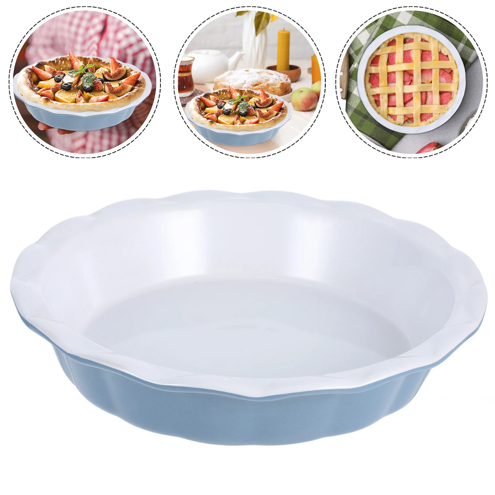 

Ceramic Baking Dish Non-Stick Deep Pie Pan Wave Edge Versatile for Pies Pizzas Desserts Family Gatherings Pie Irons for Camping