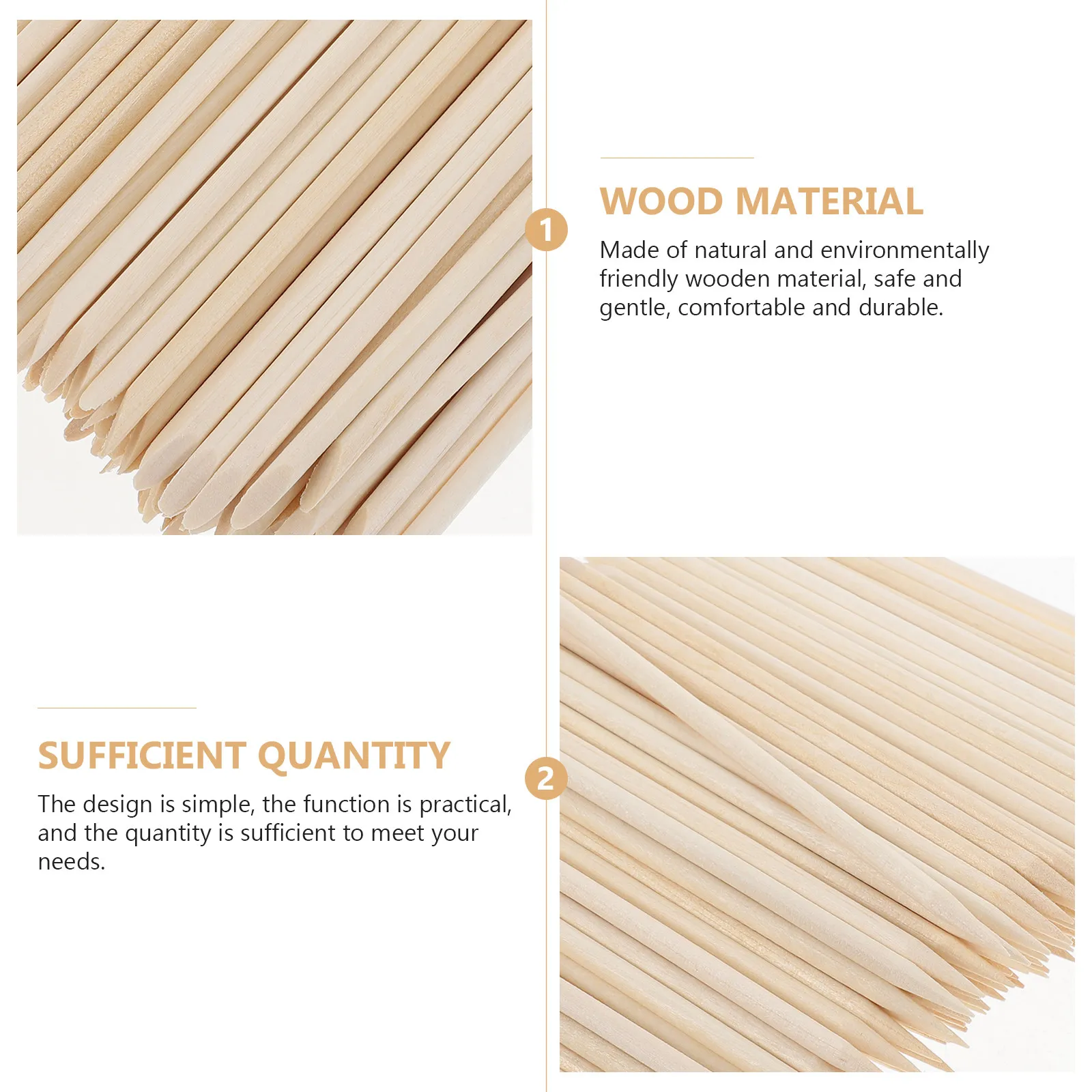 300 bâtonnets en bois naturel pour ongles, pousse-cuticules doux pour le nail art, outil de manucure et pédicure, fournitures de manucure pour femmes