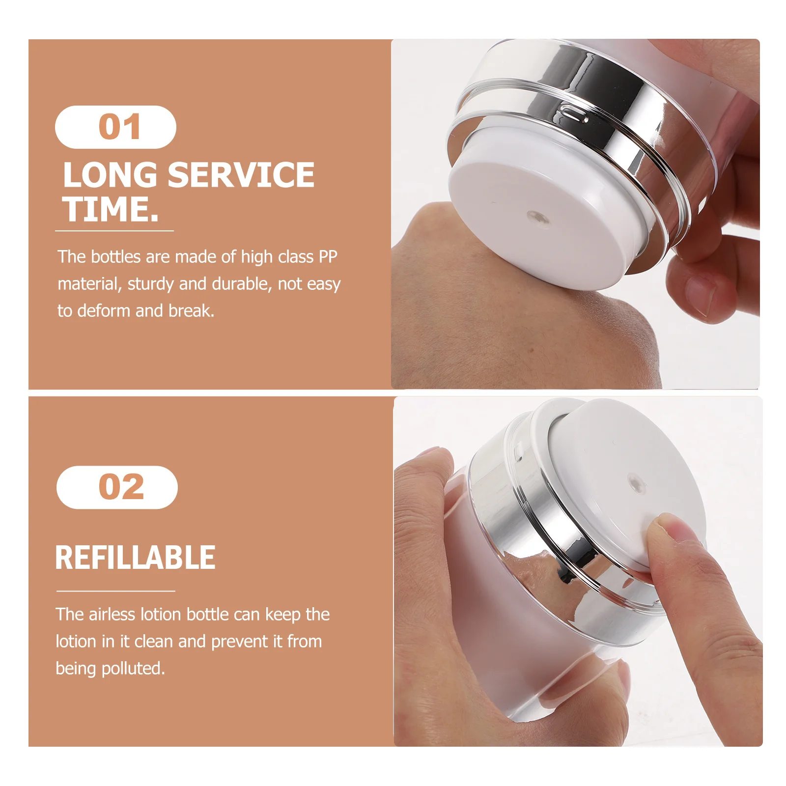 Botella de loción sin aire, paquete de 2, contenedores de crema recargables de 30ML, dispensador portátil, subbotella vacía para productos para el cuidado de la piel