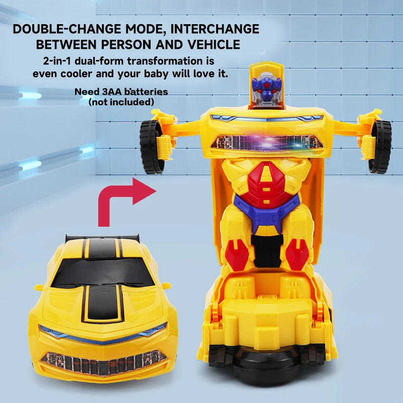 Boys 2-in-1 Stunt Racing Robot Car Toy with Colorful Lights And Music Obstacle Avoidance Feature Transforming Fun Gift for Kids