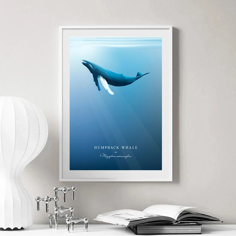 Nordic Whale Poster Sperm Whale Blue Whale Humpback Whale Orca Beluga Whale Canvas Painting Wall Prints Picture Room Home Decor