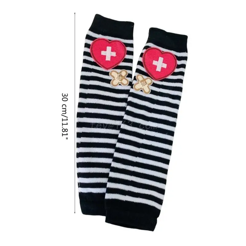 Striped Arm Warmer Arm Sleeves With Thumb Holes y2k Arm Sleeves Y2k Arm Cover Harajuku Skull Arm Warmer Punk Arm Sleeves