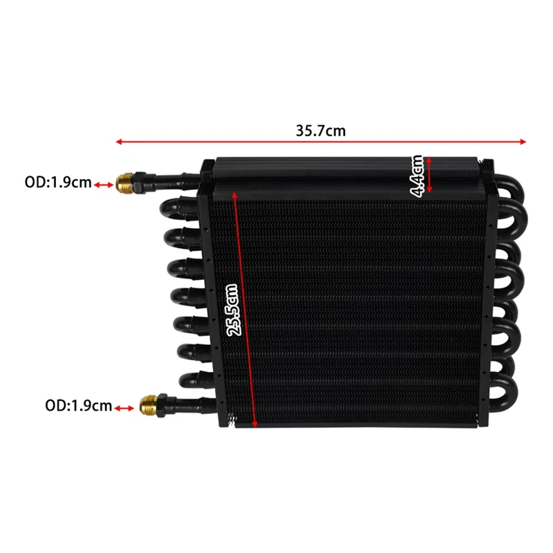 Air Compressor Universal Black Aftercooler, 16 Pass 1/2Inch Tube Fin Transmission Cooler With 16 Rows 8AN-M53K