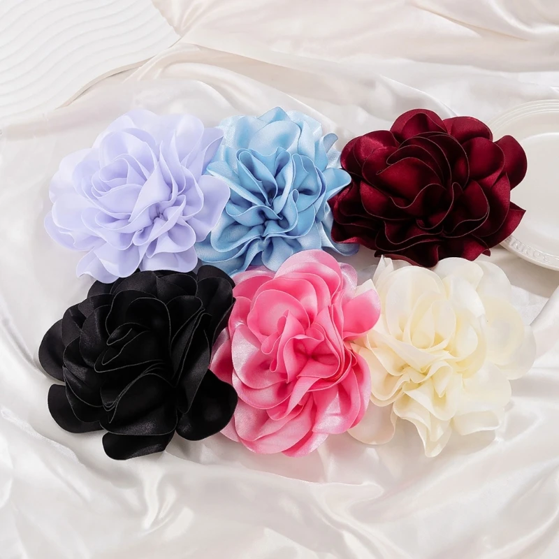 Stylish and Practical Fabric Flower Brooch Eye catching Big Flower Lapel Pin Delicate Fabric Flower Brooch Pin Accessory