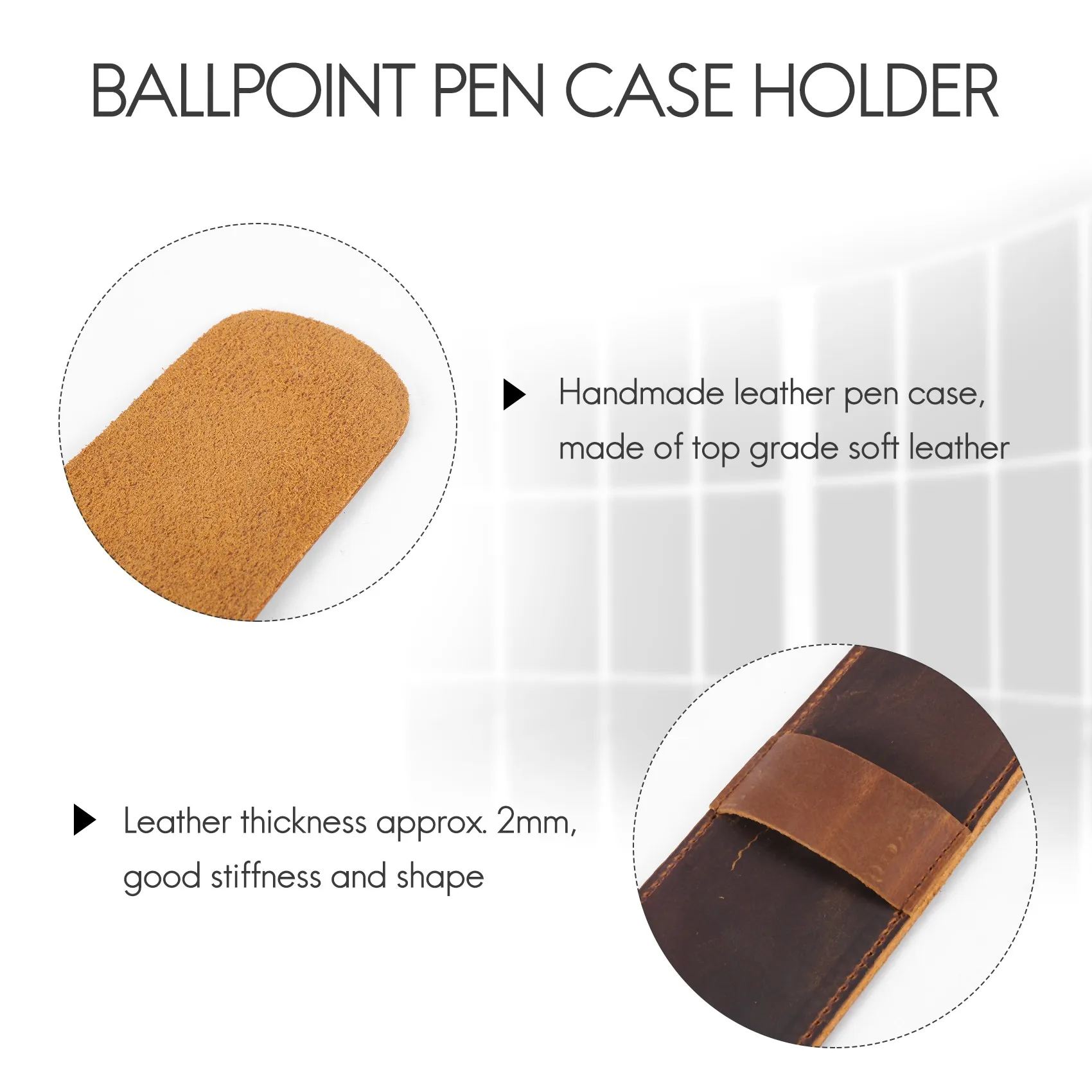 (WSFS) Handmade Leather Pencil Storage Bag Cowhide Fountain Pen Case Holder Vintage Retro Accessories for Travel Journal A - view 5