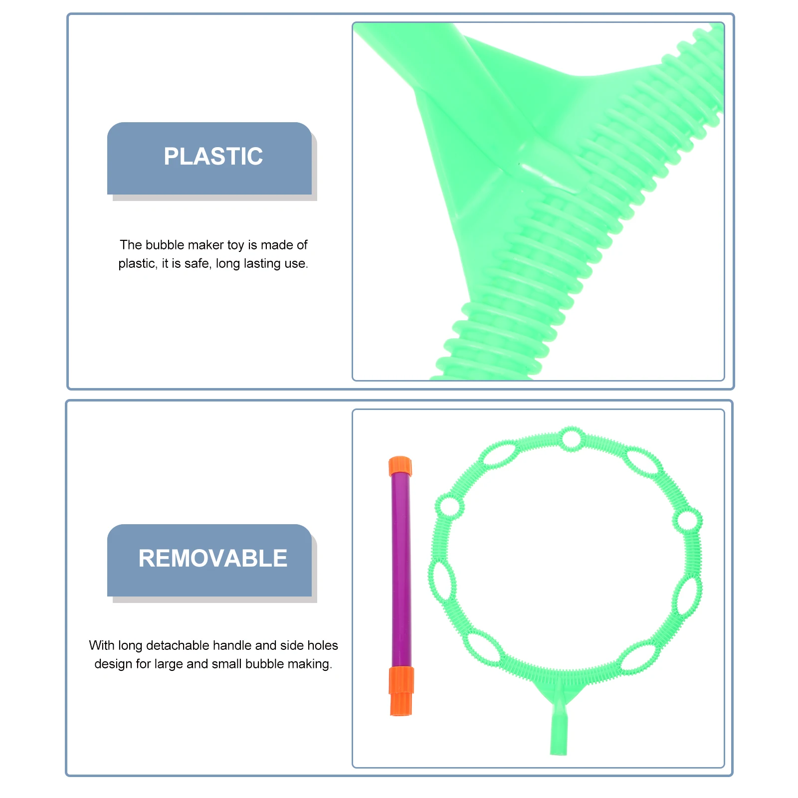Anello grande piccolo creatore di bolle con manico staccabile che soffia strumenti per bolle per bambini Giochi all'aperto Divertimento primaverile estivo