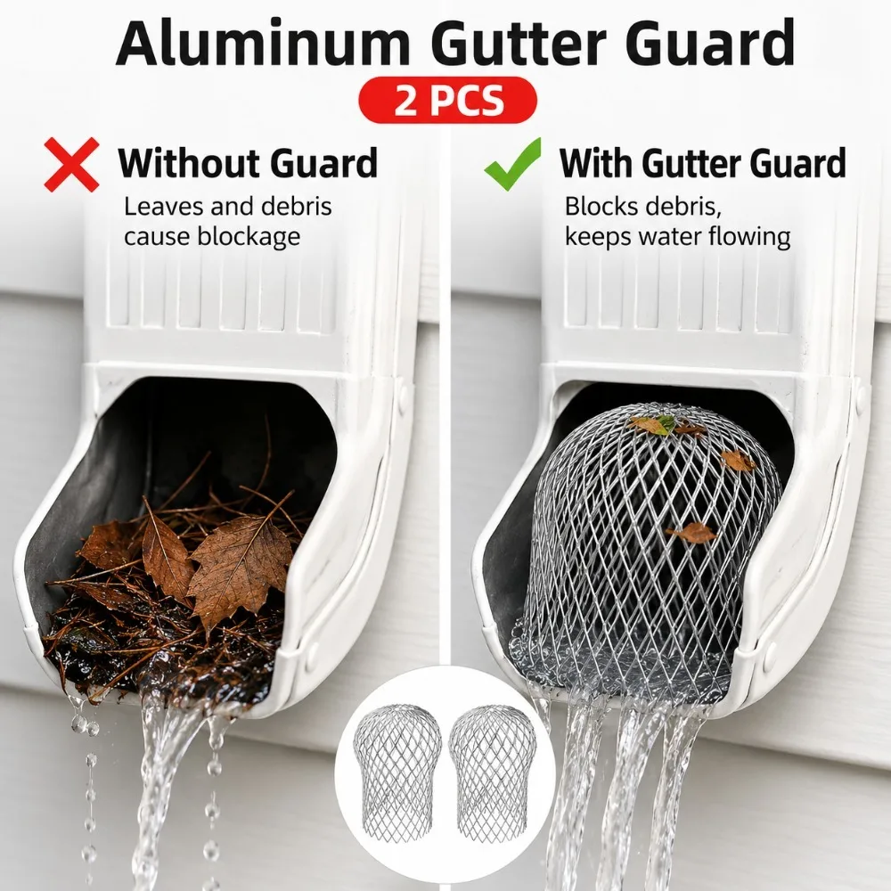 Roof Gutter Leaf Guard Metal Filter Mesh Drain Pipe Cover for Preventing Debris Buildup in Downpipe Rainwater Systems - view 4