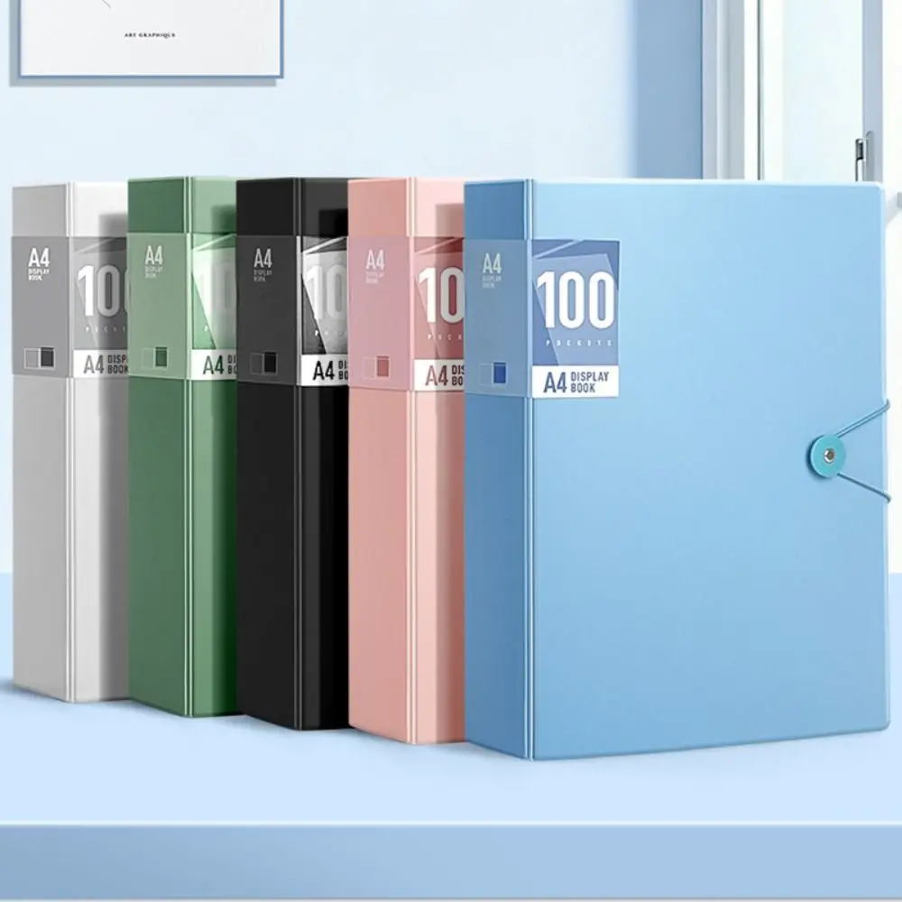 20/30/40/60/100Pockets Morandi Color A4 Display Book With Elastic Buckle Large Capacity Document Folder Paper Storage Binder