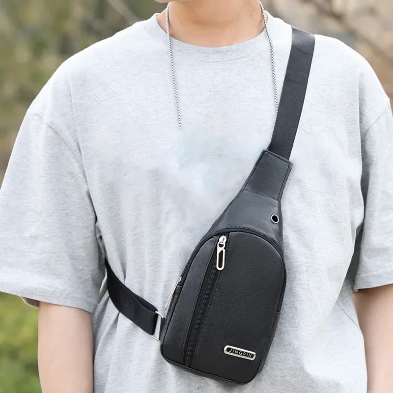 Vintage Men Shoulder Bag Fashion Business Package Leather Crossbody Sling Messenger Bags Big Capacity Male Chest Pack