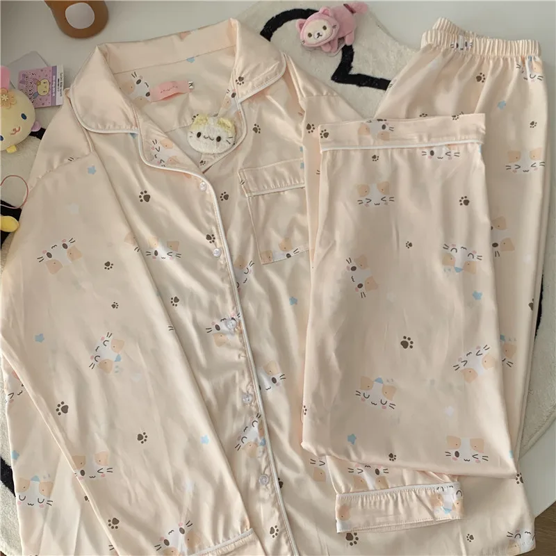 Masyumaro Fluffy Fuwa Nyanko Kat Pyjama Sets Loungewear Nachtkleding Shorts Lente Zomer Anime Leuke Kleding Voor Vrouwen Tiener Meisje