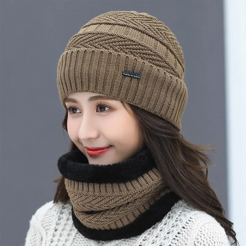 2023 Winter Beanie Hats For Men Women With Thick Fleece Lined Scarf Set Warm Knit Skull Cap Neck Warmer Winter Hat And Scarf