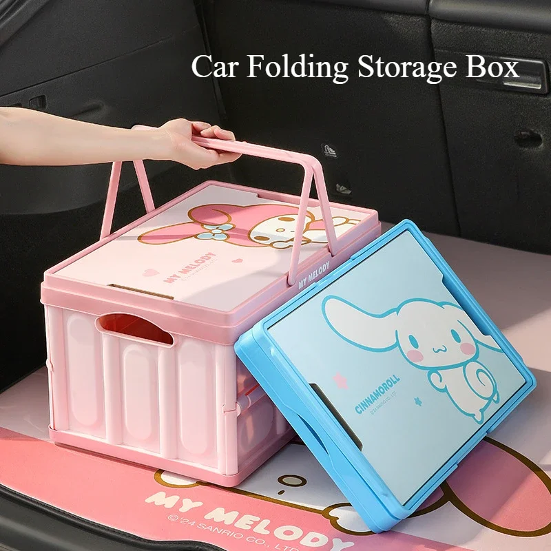 

Foldable Melody Hello Kitty Kuromi Car Trunk Storage Box Portable Camping Organizer Vehicle Storage Supplies