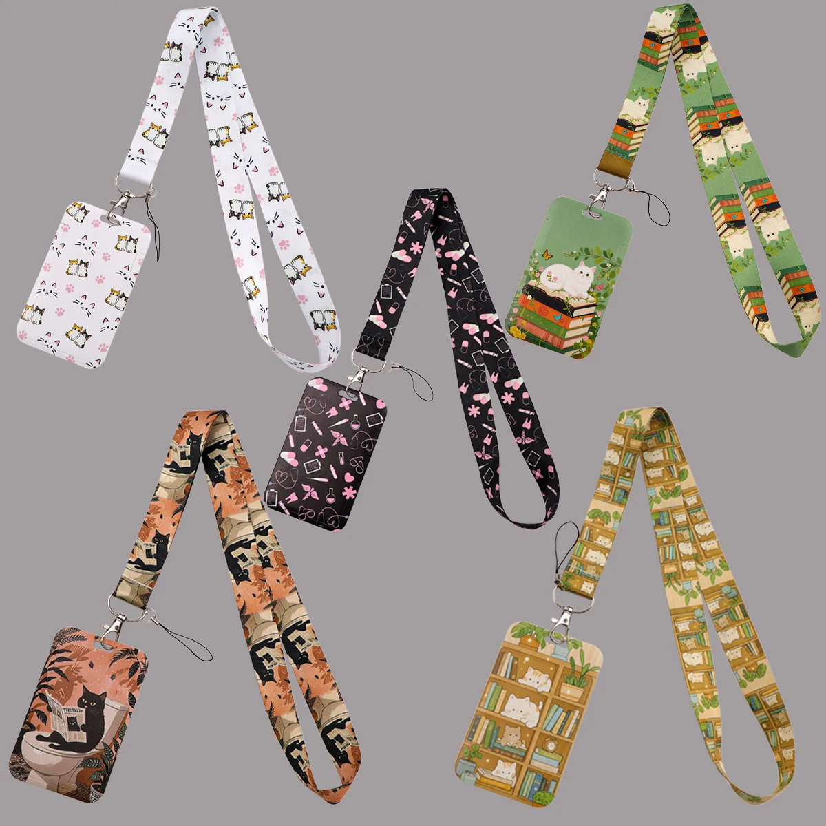 

Медицинский держатель для удостоверений личности, мультяшный милый кот, ремешки для ключей, шейный ремешок для значка карт, брелок для спортзала, брелок для ключей, аксессуар, подарок