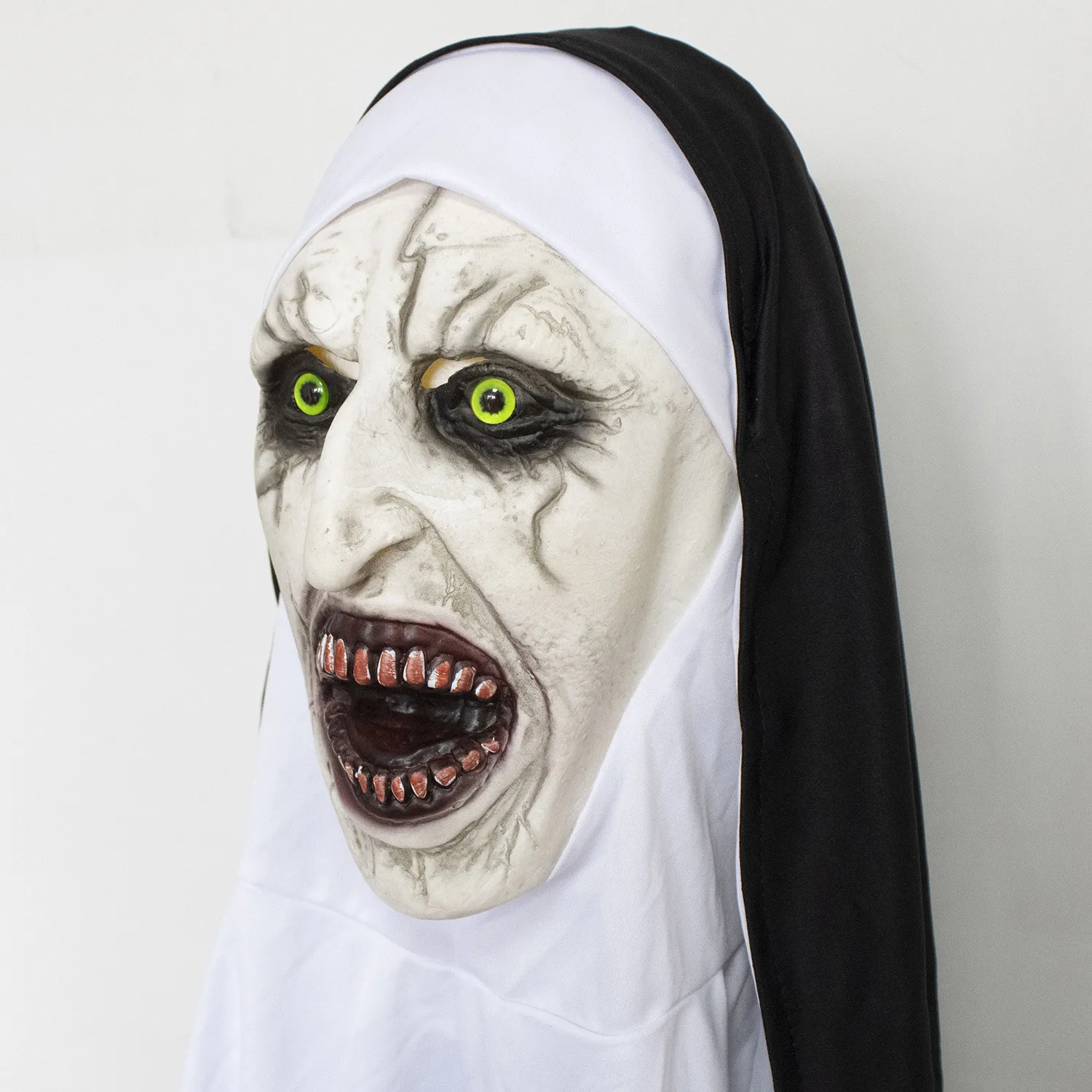 Horror Nun Mask Headscarf Cosplay Creepy Valak Ghost Face Latex Masks Halloween Carnival Purim Party Headpiece Costume Props