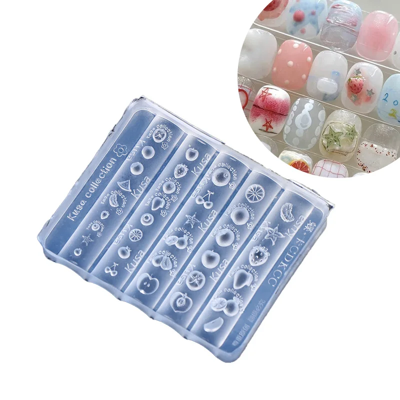 

Силиконовая форма для ногтей «сделай сам», рельефная фруктовая клубника, оранжевая форма, изогнутая форма для дизайна ногтей, 3D прозрачные украшения для дизайна ногтей