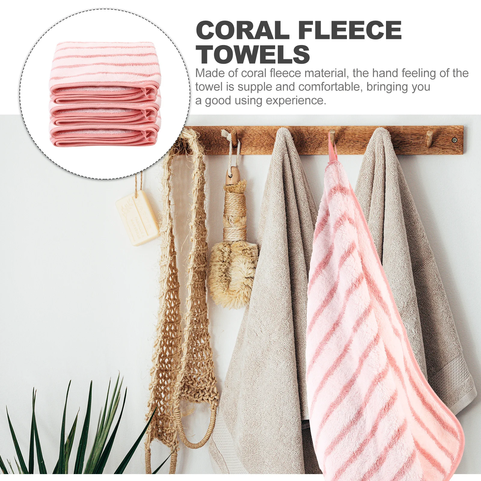 3 قطعة مجموعة مناشف الصوف المرجاني مناشف حمام ناعمة ماصة للمنزل فندق سبا الصالة الرياضية السفر أساسيات الحمام الكبيرة #4