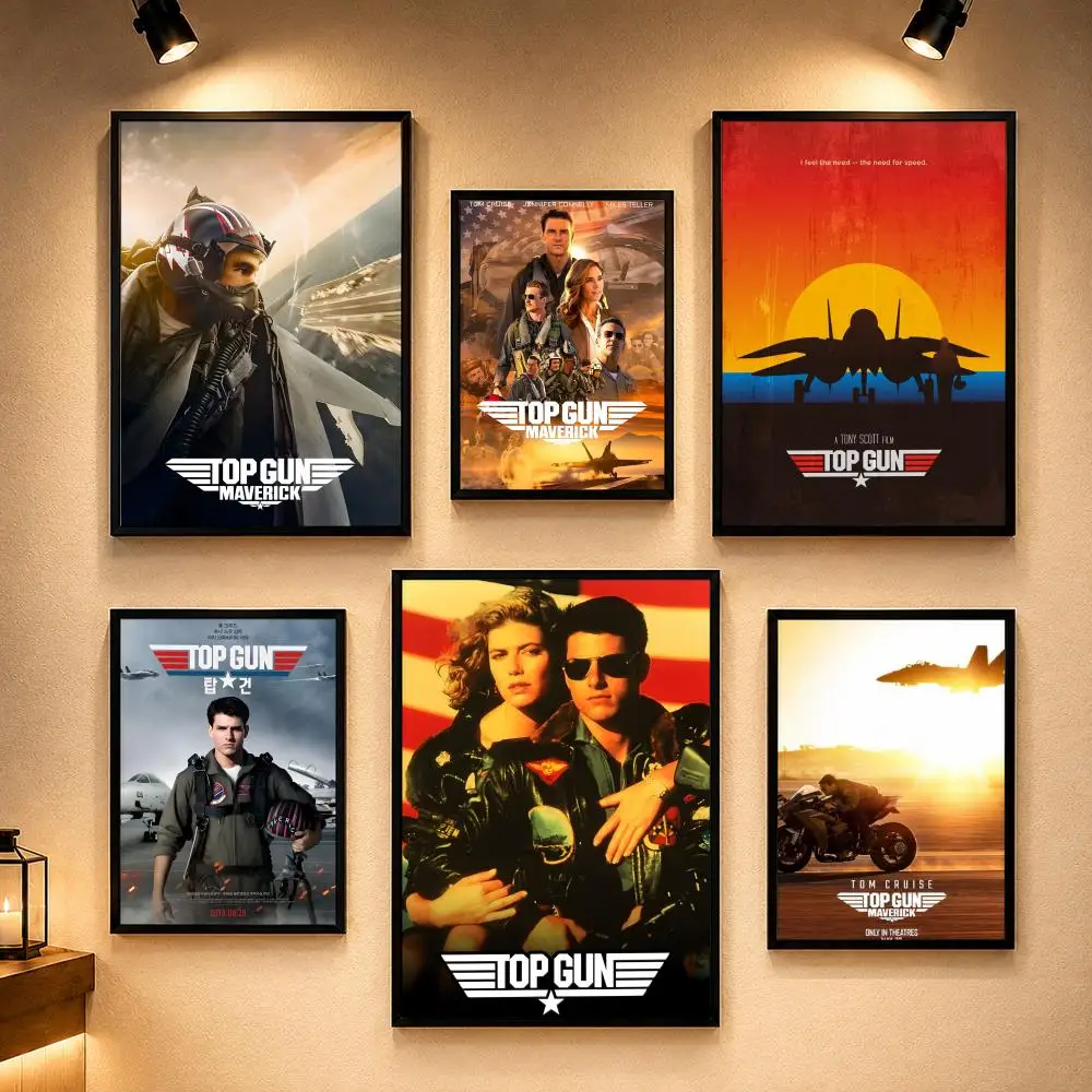 Movie T-Top Gun Maverick Poster Vintage Retro Anime Poster Stickers Peel and Stick Wall Art Home Decor