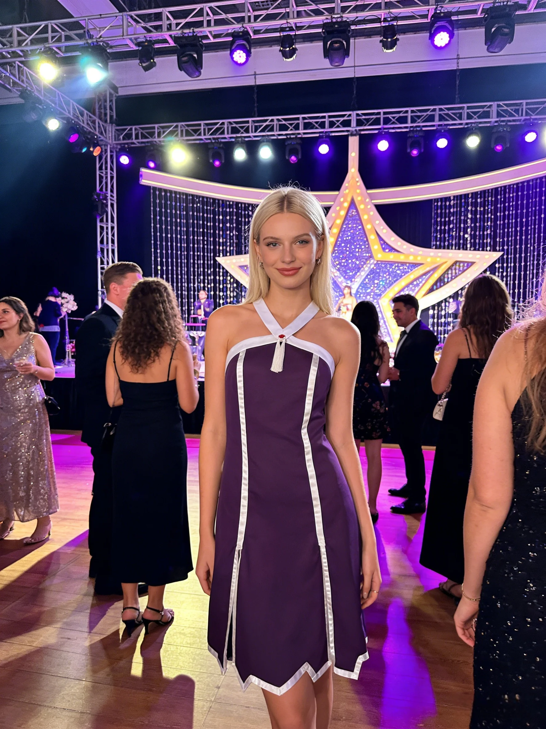 

Purple female anime animation cos suit including supporting accessories performance clothes night club exhibition party