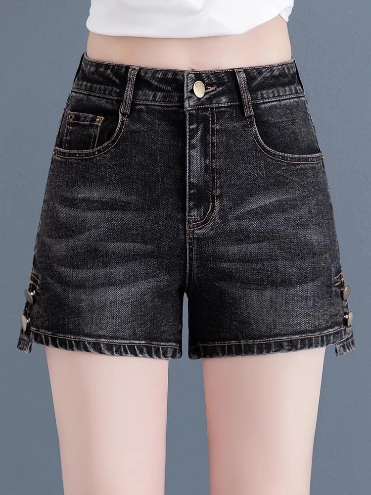 

Прямые джинсы с высокой талией, женские летние утягивающие универсальные тонкие верхняя одежда, широкие шорты, повседневные весенне-осенние брюки