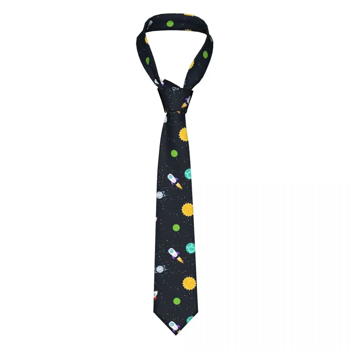 

Mens Tie Classic Skinny Planets Spaceship Neckties Narrow Collar Slim Casual Tie Accessories Gift